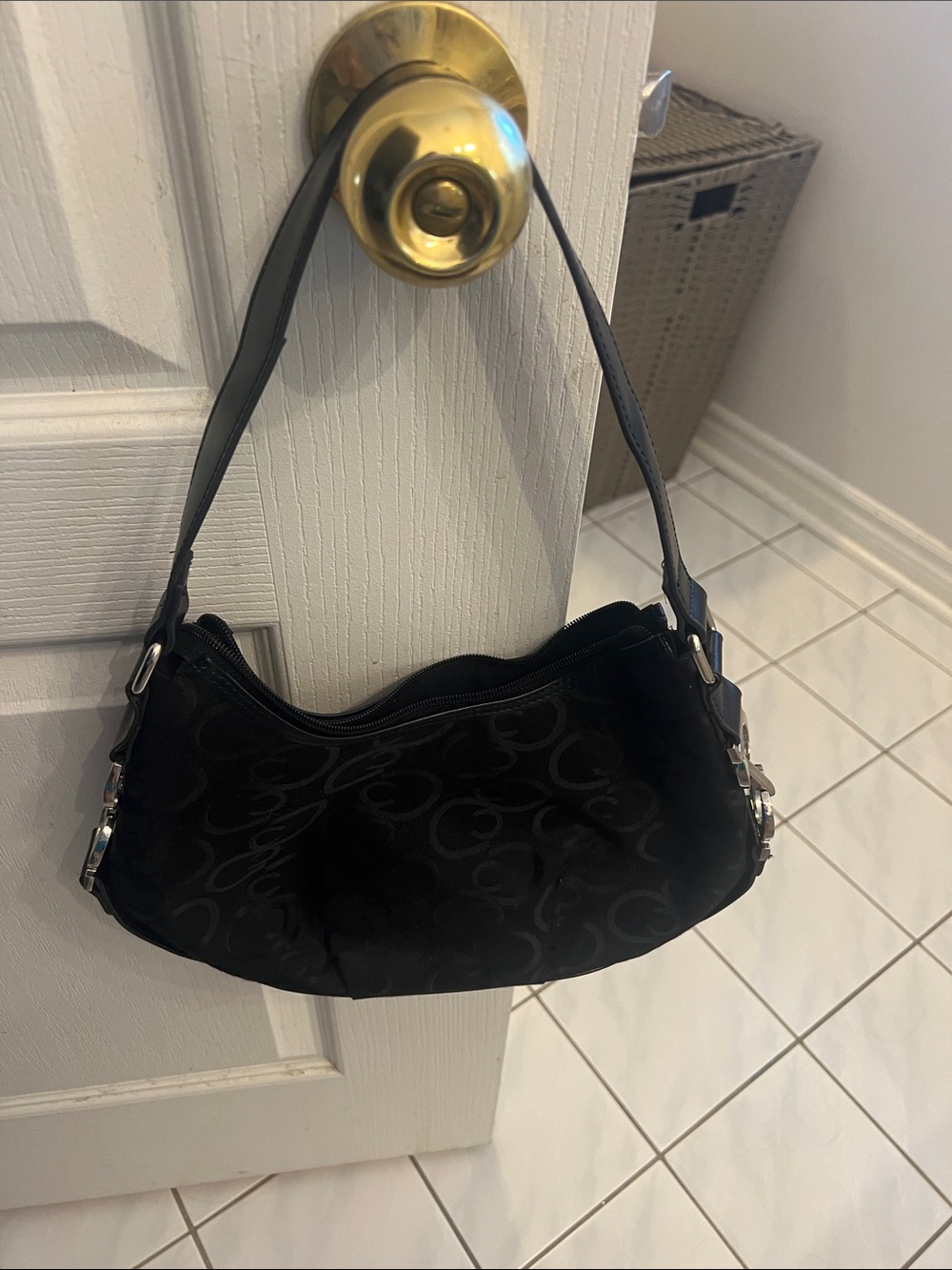 Vintage Y2K Collection Debenhams Black Monogram Hobo Shoulder Bag